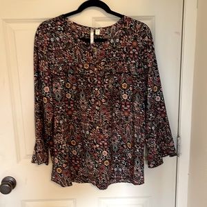 LC Lauren Conrad 3/4 length sleeve women’s flowery dress top XL
